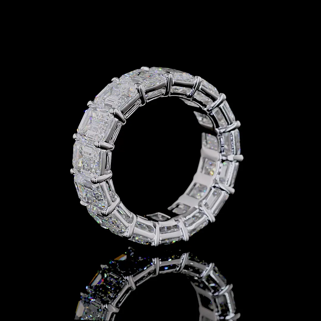 12.33 Cts 14k White Gold Emerald Shape Eternity Band Eternity Band - Image 4