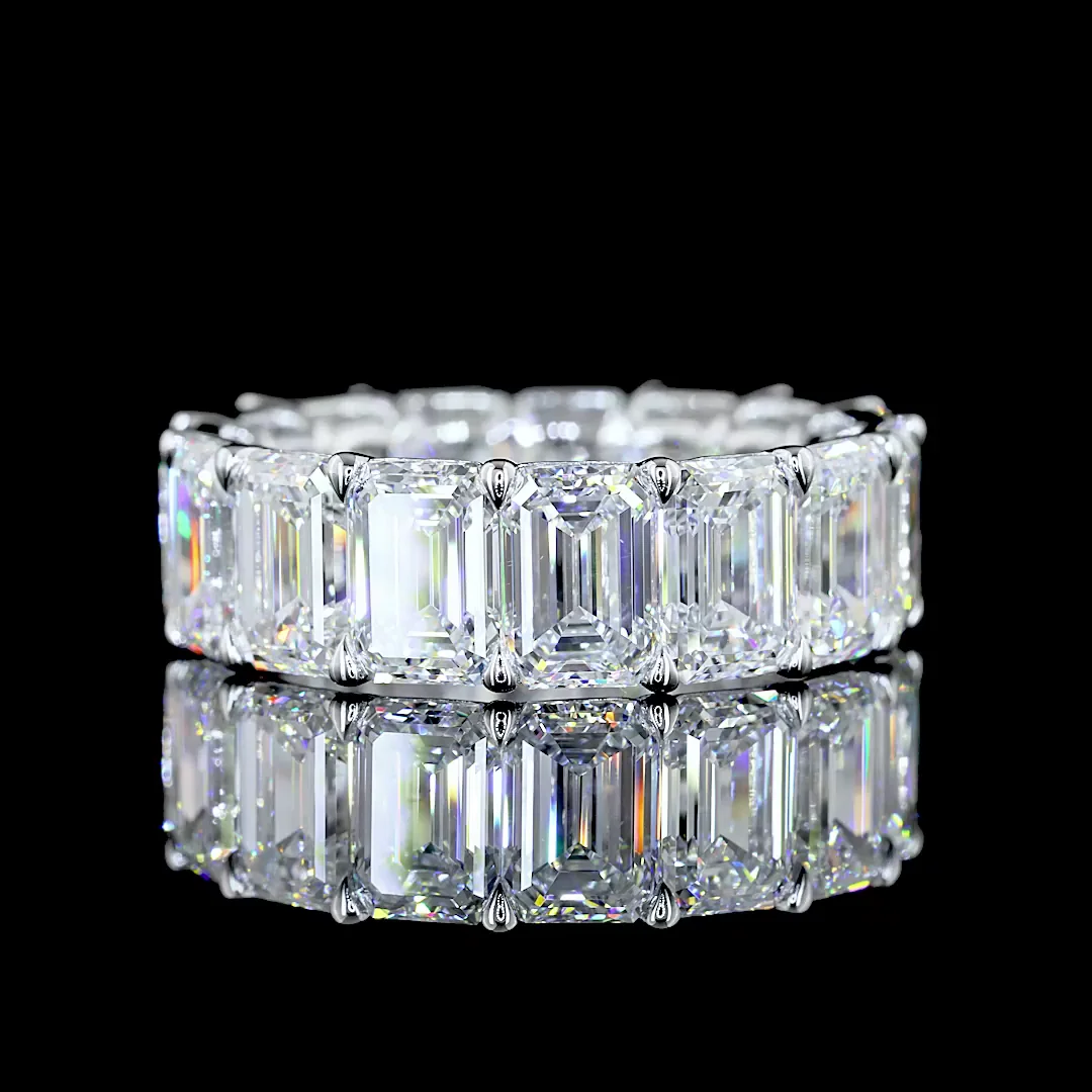 12.33 Cts 14k White Gold Emerald Shape Eternity Band Eternity Band - Video