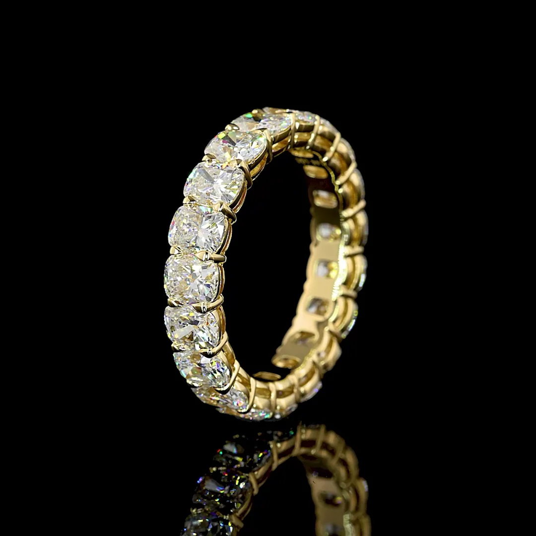 4.42 Cts 14k Yellow Gold Cushion Brilliant Shape Eternity Band Eternity Band - Image 2