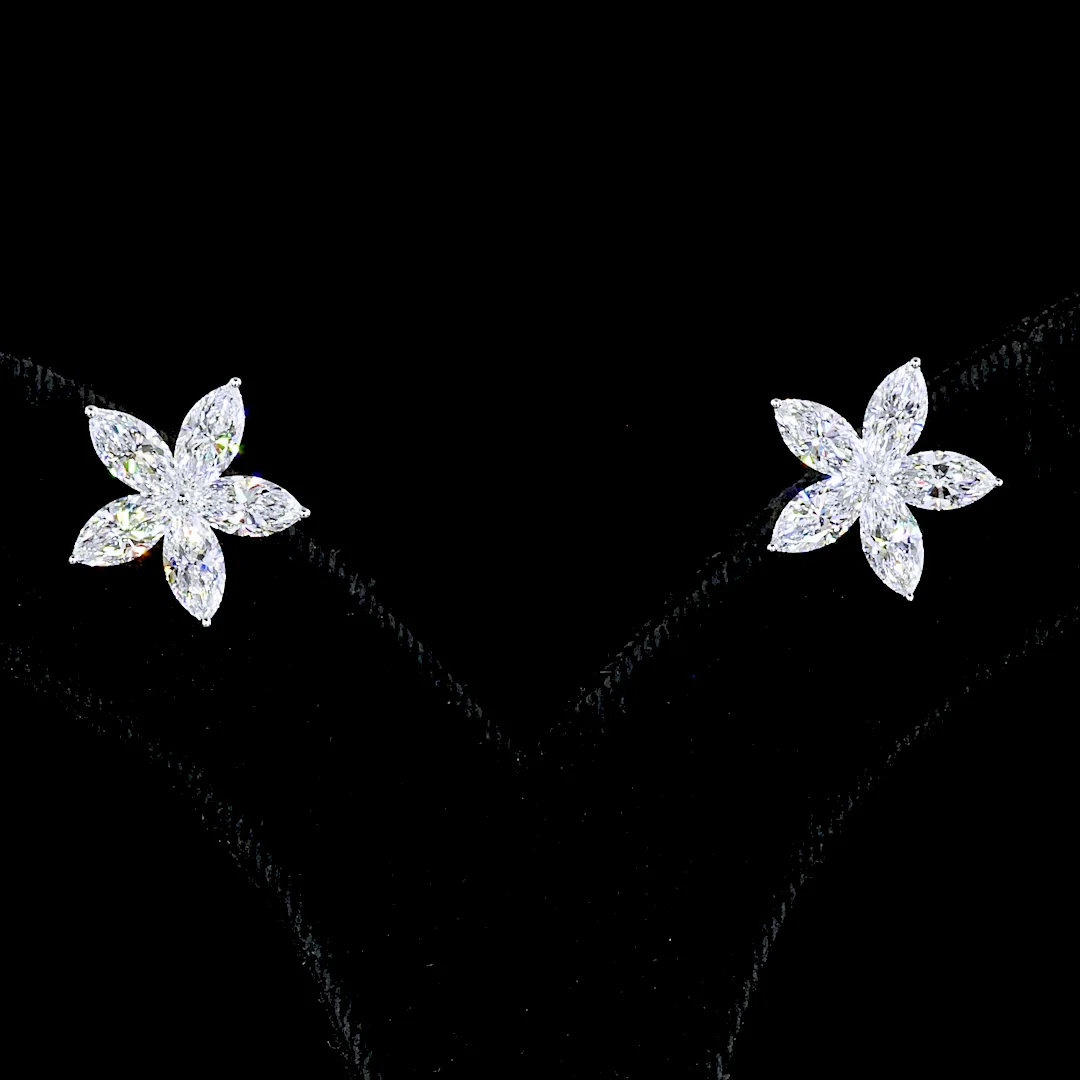 3.19 Cts 14k White Gold Marquise Shape Studs Earring - Video