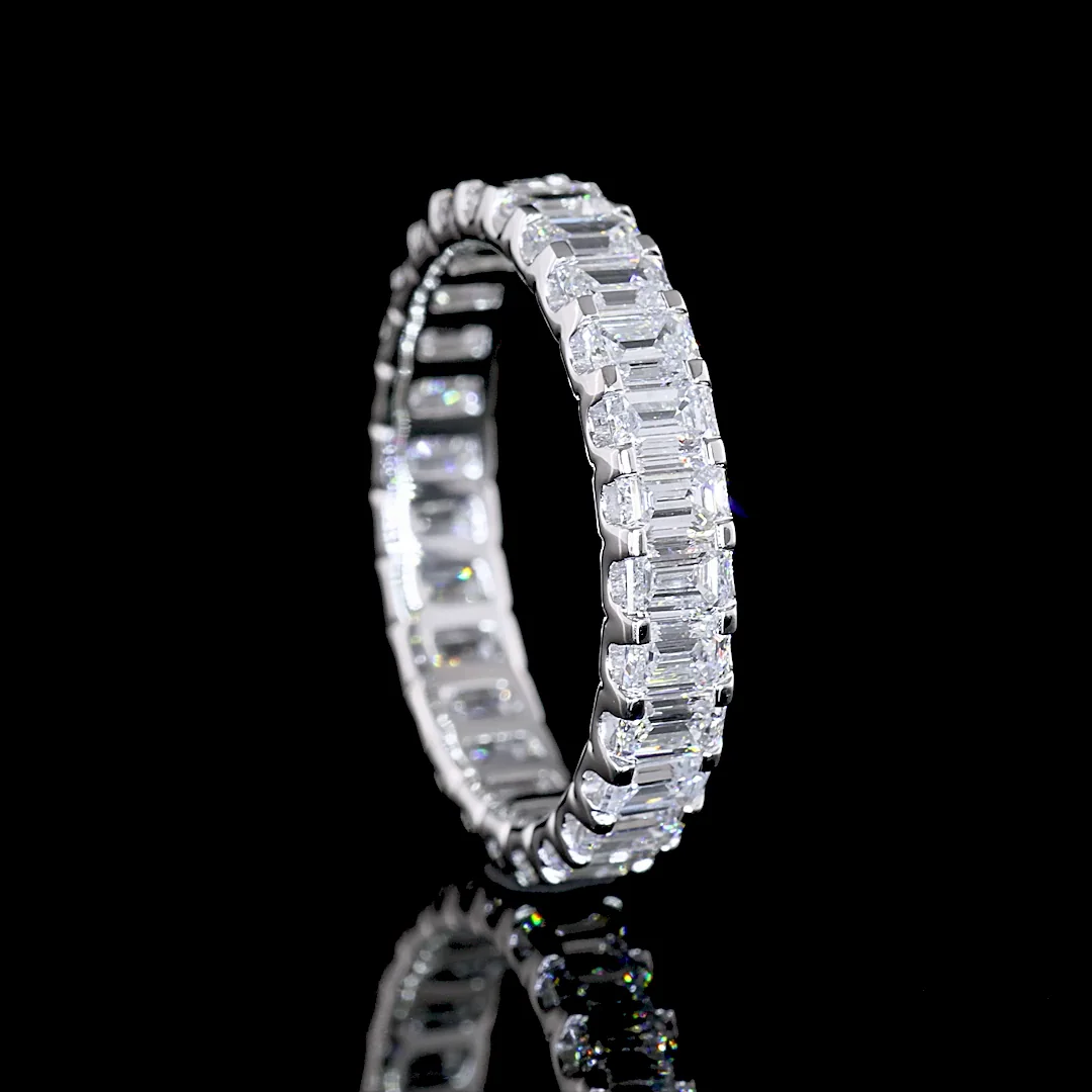 2.59 Cts 14k White Gold Emerald Shape Eternity Band Eternity Band - Image 2
