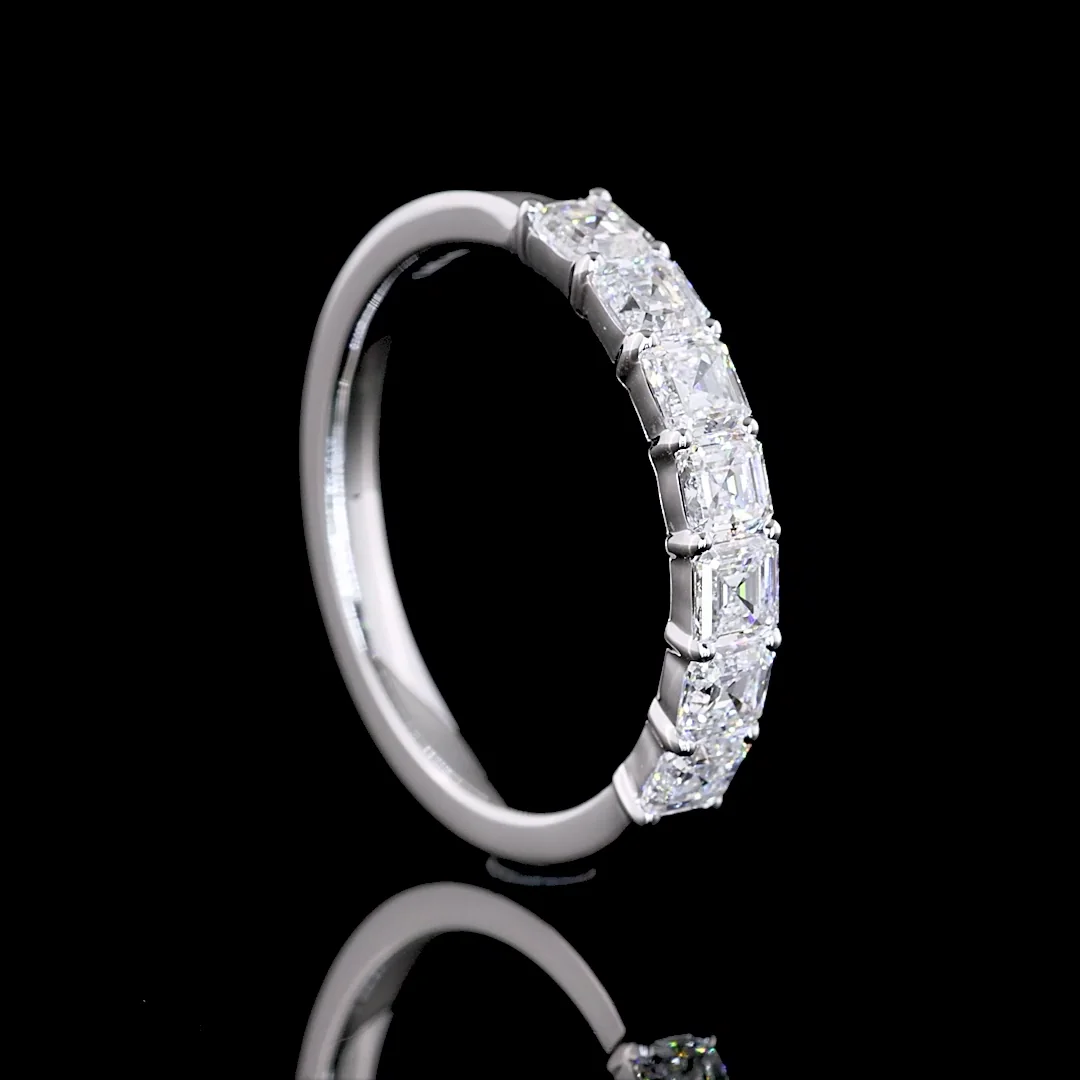 1.05 Cts 14k Yellow Gold Asscher Shape 7 Stones Eternity Band - Image 2