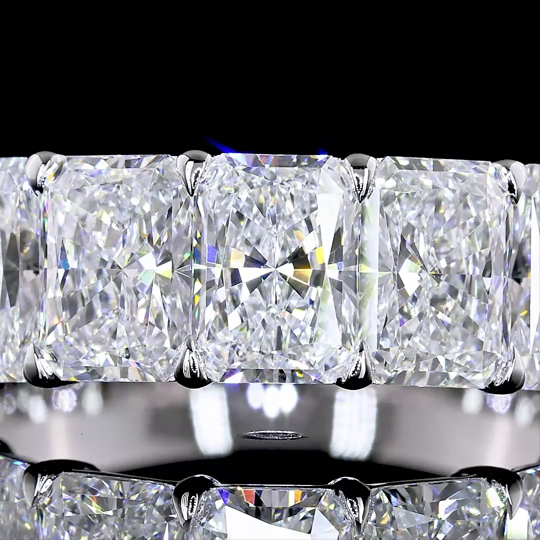 3.98 Cts 14k White Gold Radiant Shape 7 Stones Eternity Band - Image 3