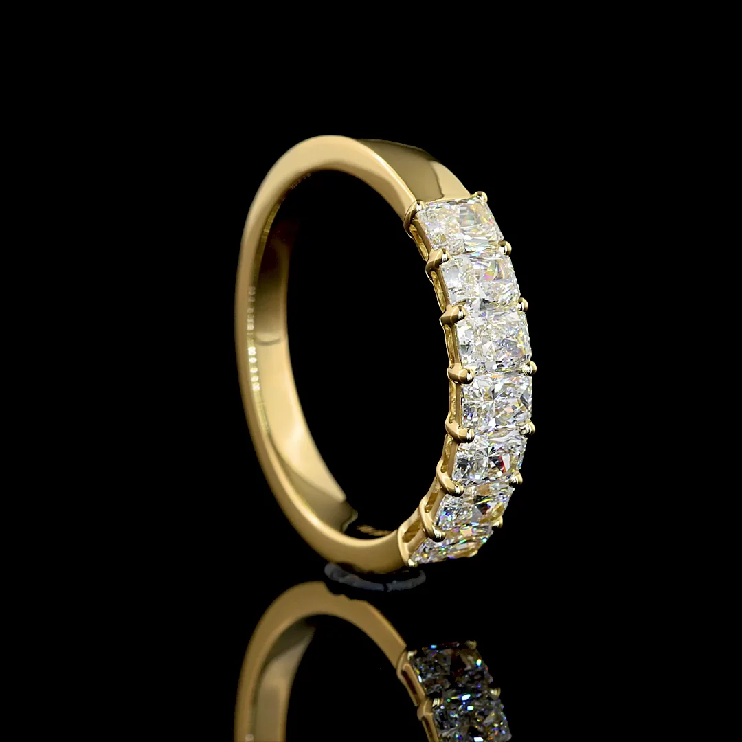 1.08 Cts 14k Yellow Gold Radiant Shape 7 Stones Eternity Band - Image 2