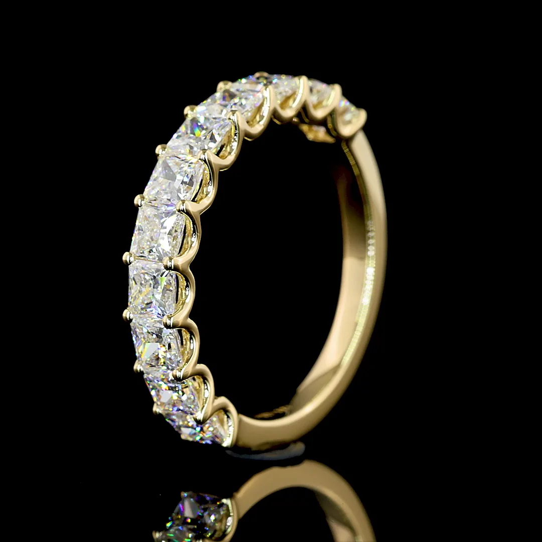 1.94 Cts 14k Yellow Gold Princess Shape Half Eternity Eternity Band - Image 4