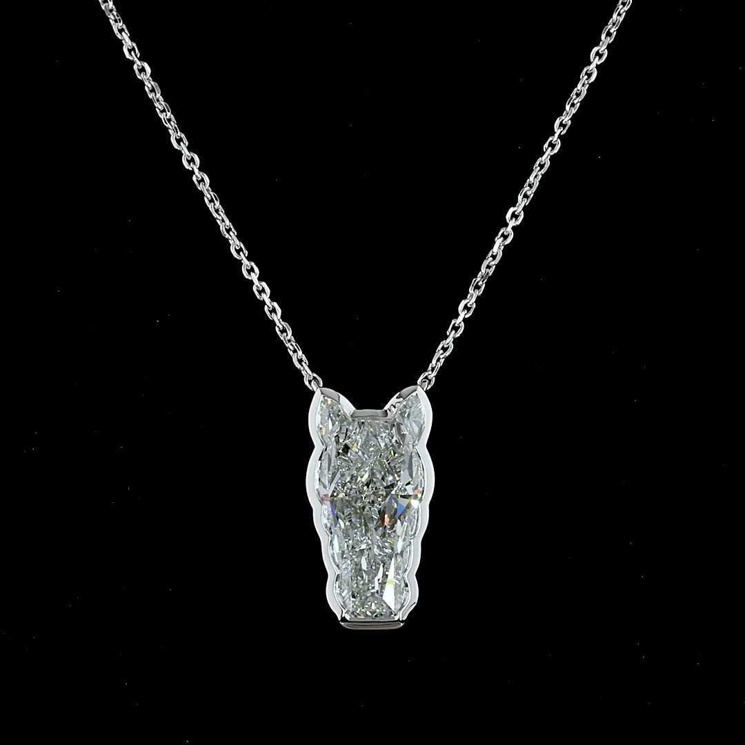 4.11 Cts 14k White Gold Horse Shape Symbol Pendant - Image 3