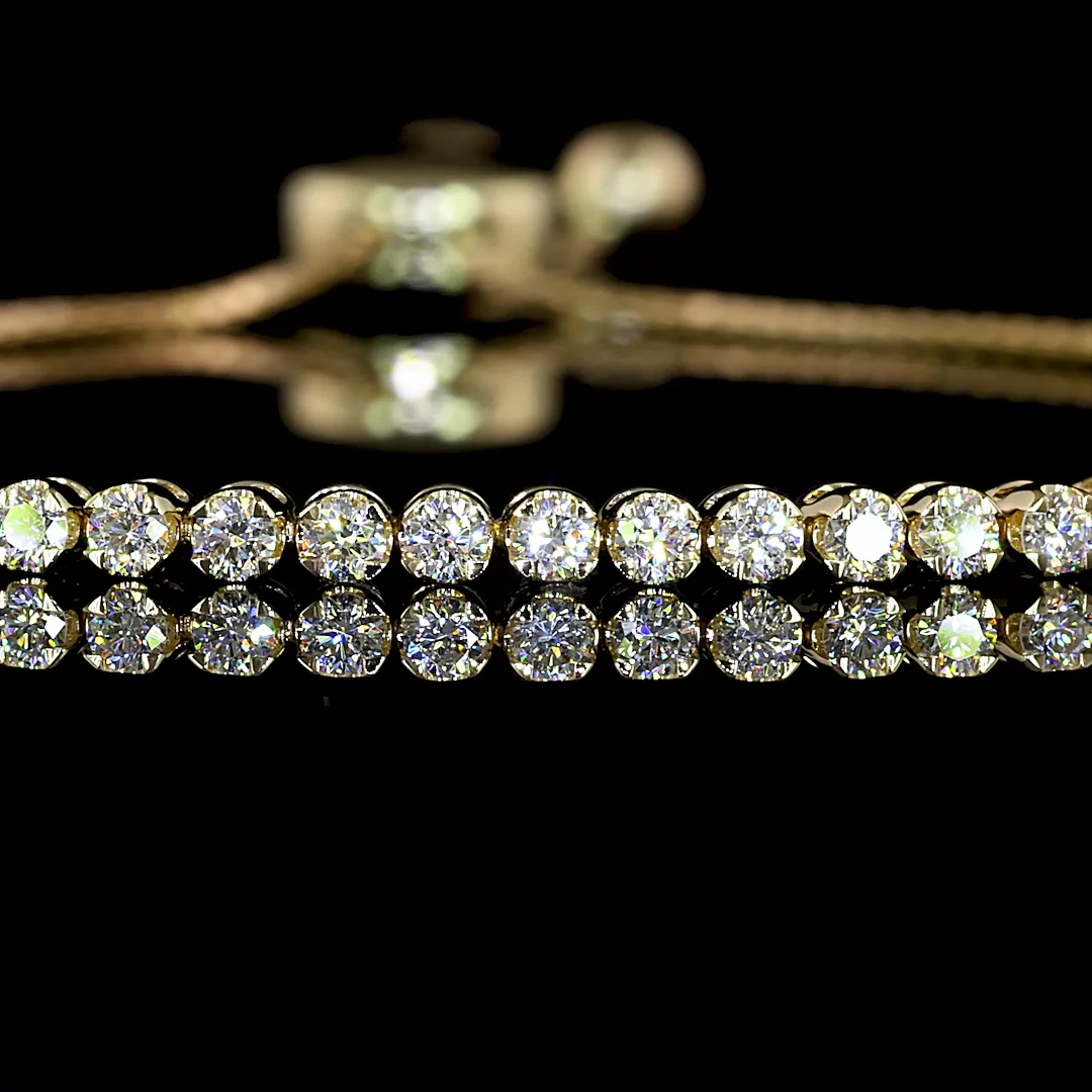 0.72 Cts 14k Yellow Gold Round Shape Tennis Bracelet - Image 2