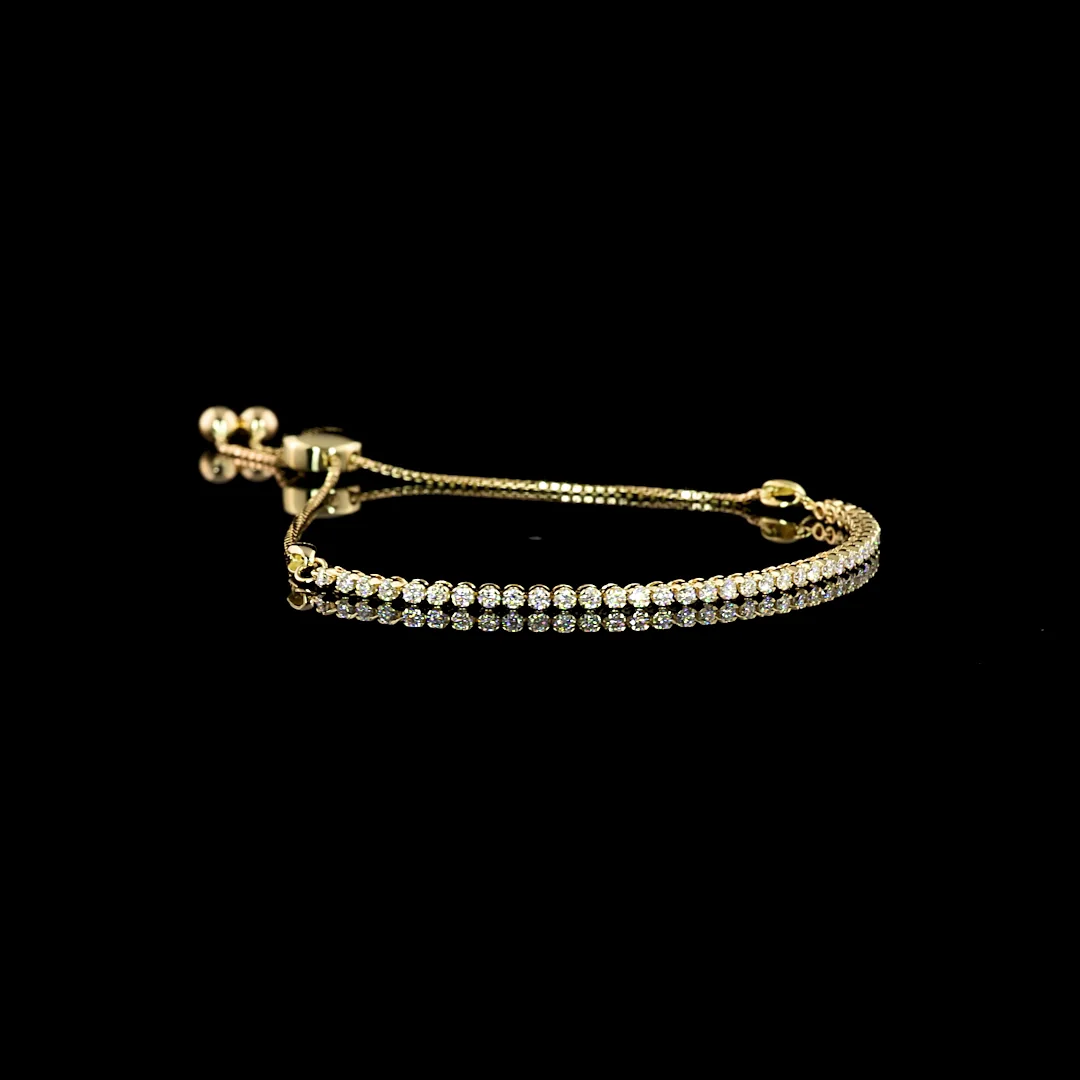 0.72 Cts 14k Yellow Gold Round Shape Tennis Bracelet - Image 3