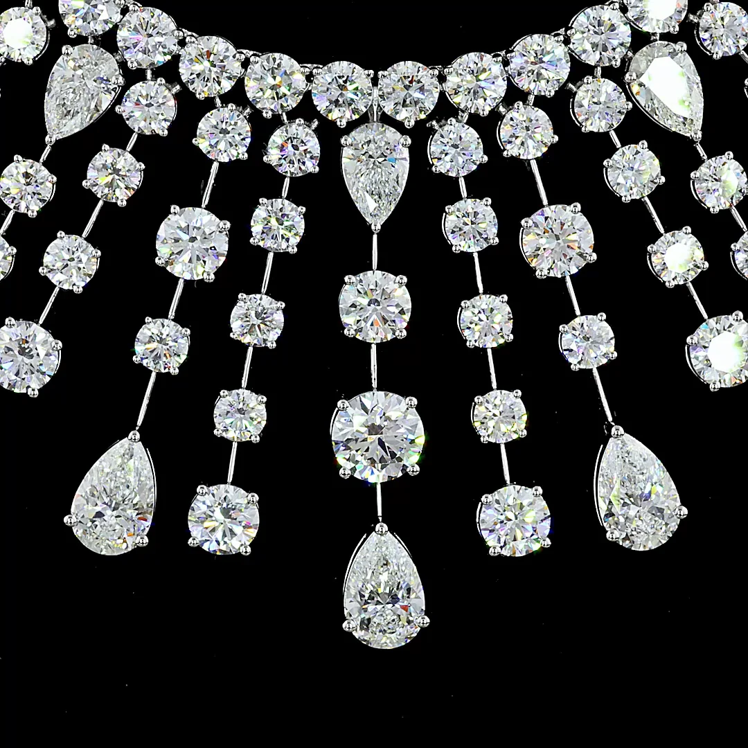 55.85 Cts 14k White Gold Round Shape Special Necklace - Image 3