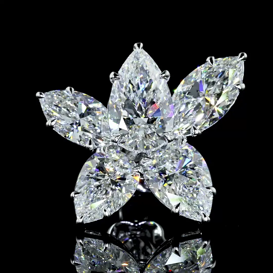 6.33 Cts 14k White Gold Pear Shape Studs Earring - Image 2