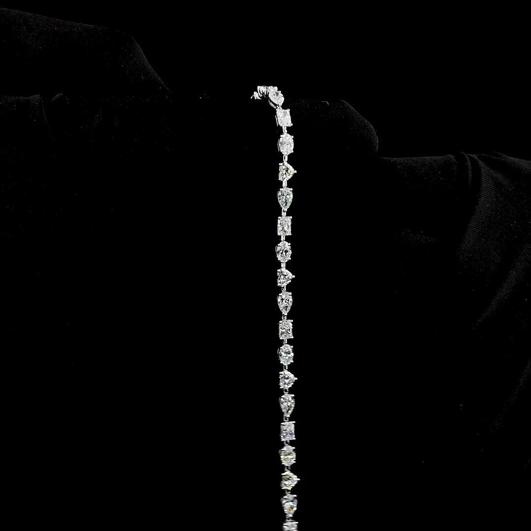 7.19 Cts 14k White Gold Mix Shape Station Bracelet - Image 3