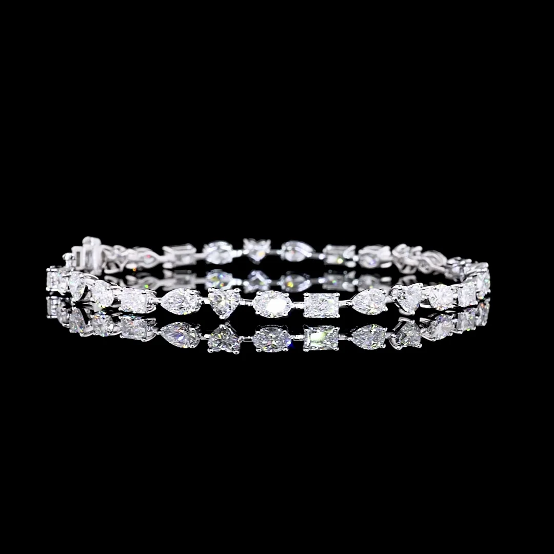 7.19 Cts 14k White Gold Mix Shape Station Bracelet - Video
