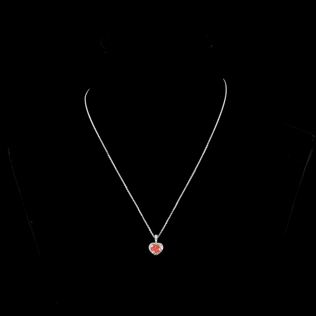 1.58 Cts 14k White Gold Heart Shape Halo Pendant - Video