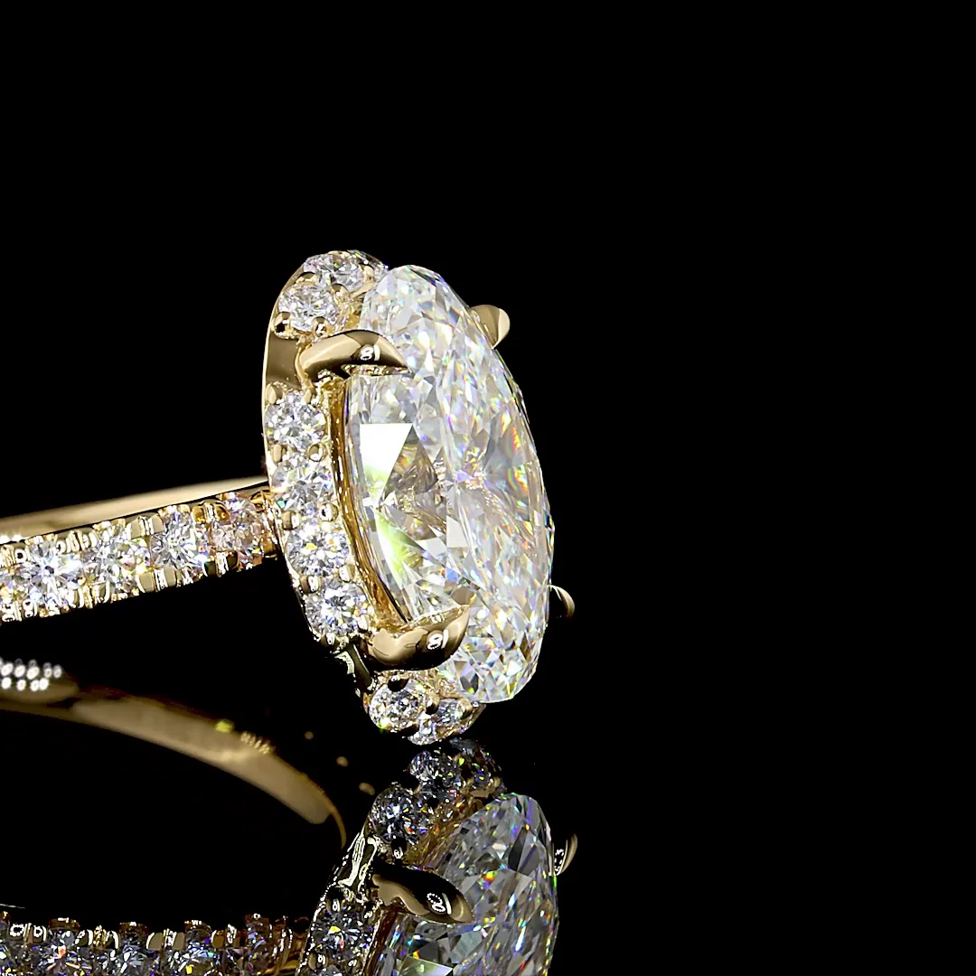3.23 Cts 14k Yellow Gold Oval Shape Halo Ring - Image 3
