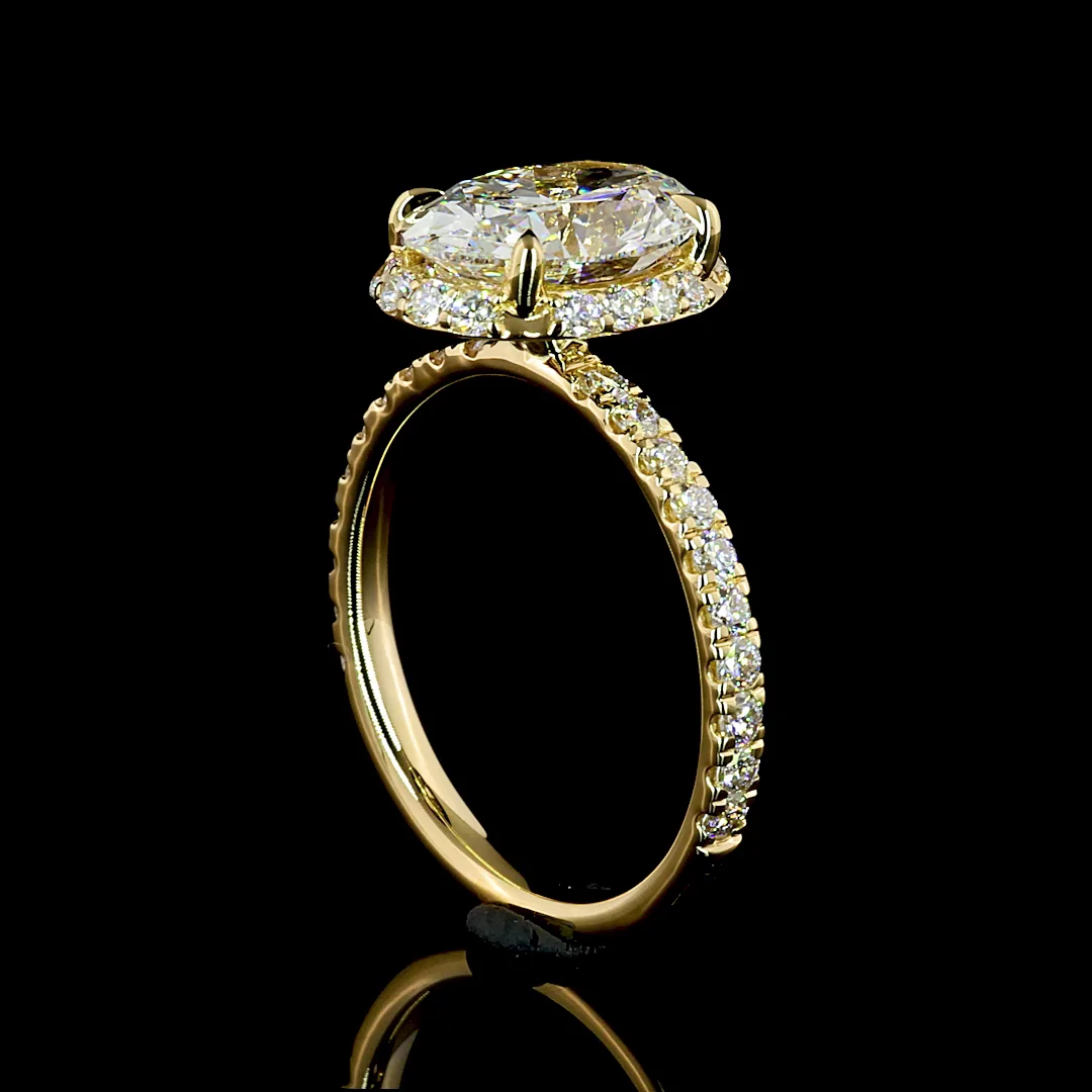 3.23 Cts 14k Yellow Gold Oval Shape Halo Ring - Image 4