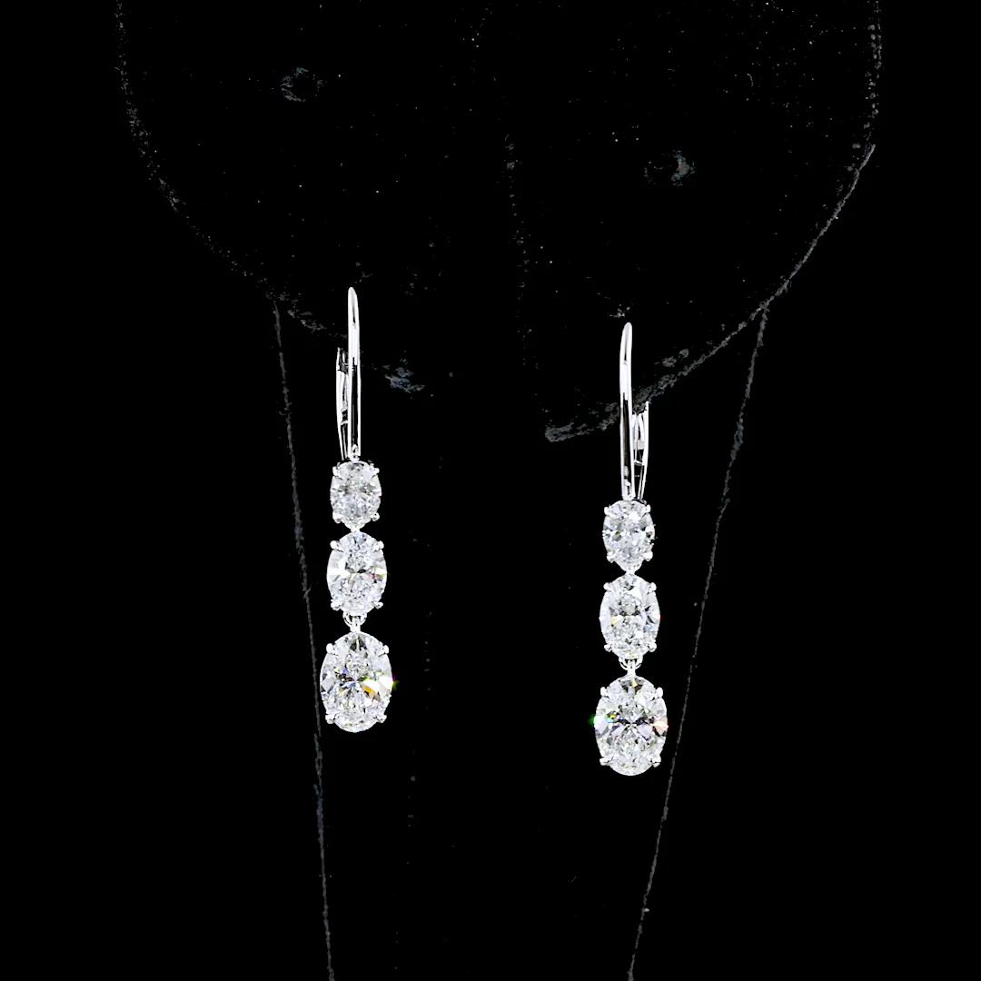 2.01 Cts 14k White Gold Oval Shape Hanging Earring - Image 3
