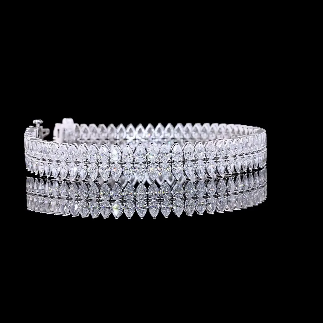 14.65 Cts 14k White Gold Pear Shape Special Bracelet - Video