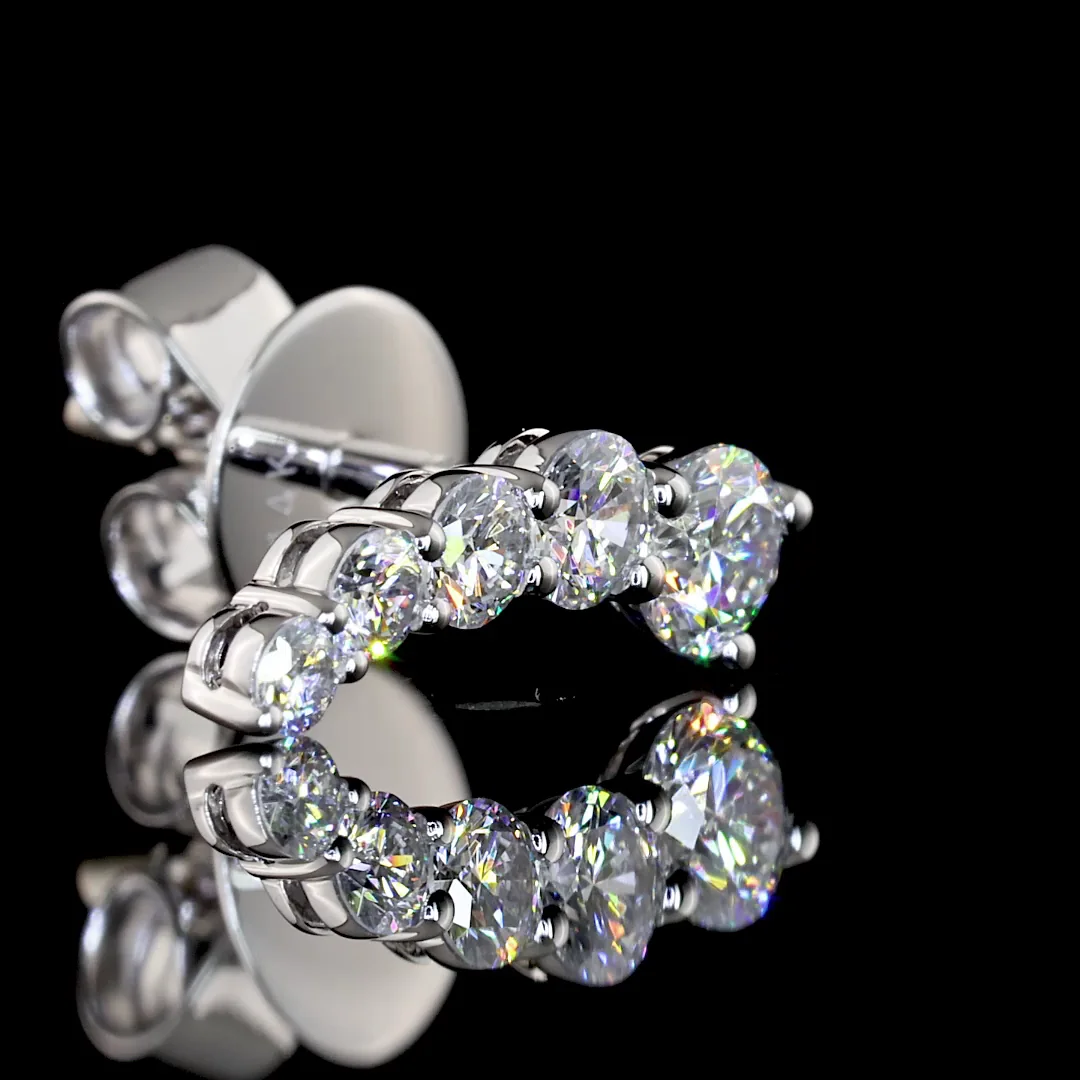 0.53 Cts 14k White Gold Round Shape Crawler Earring - Image 4