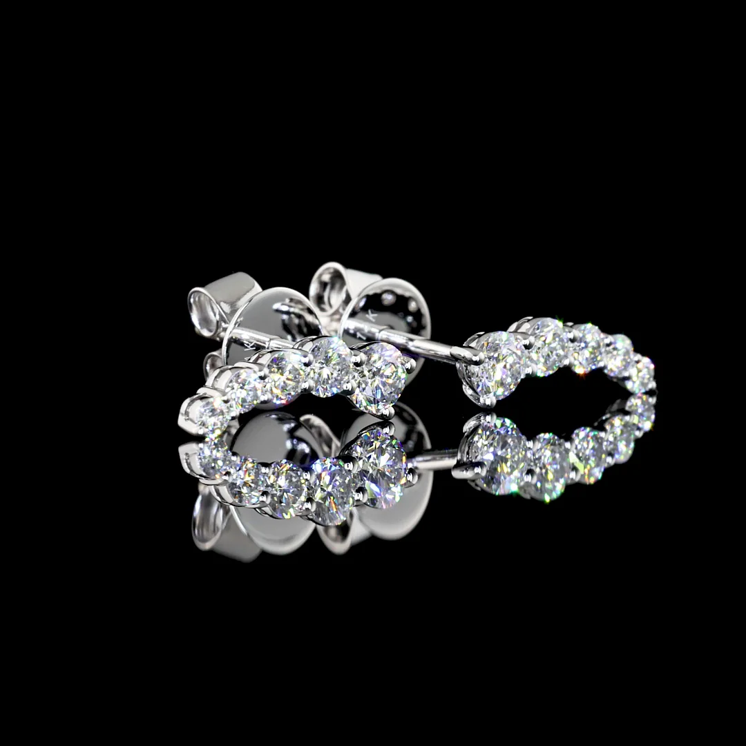 0.53 Cts 14k White Gold Round Shape Crawler Earring - Video
