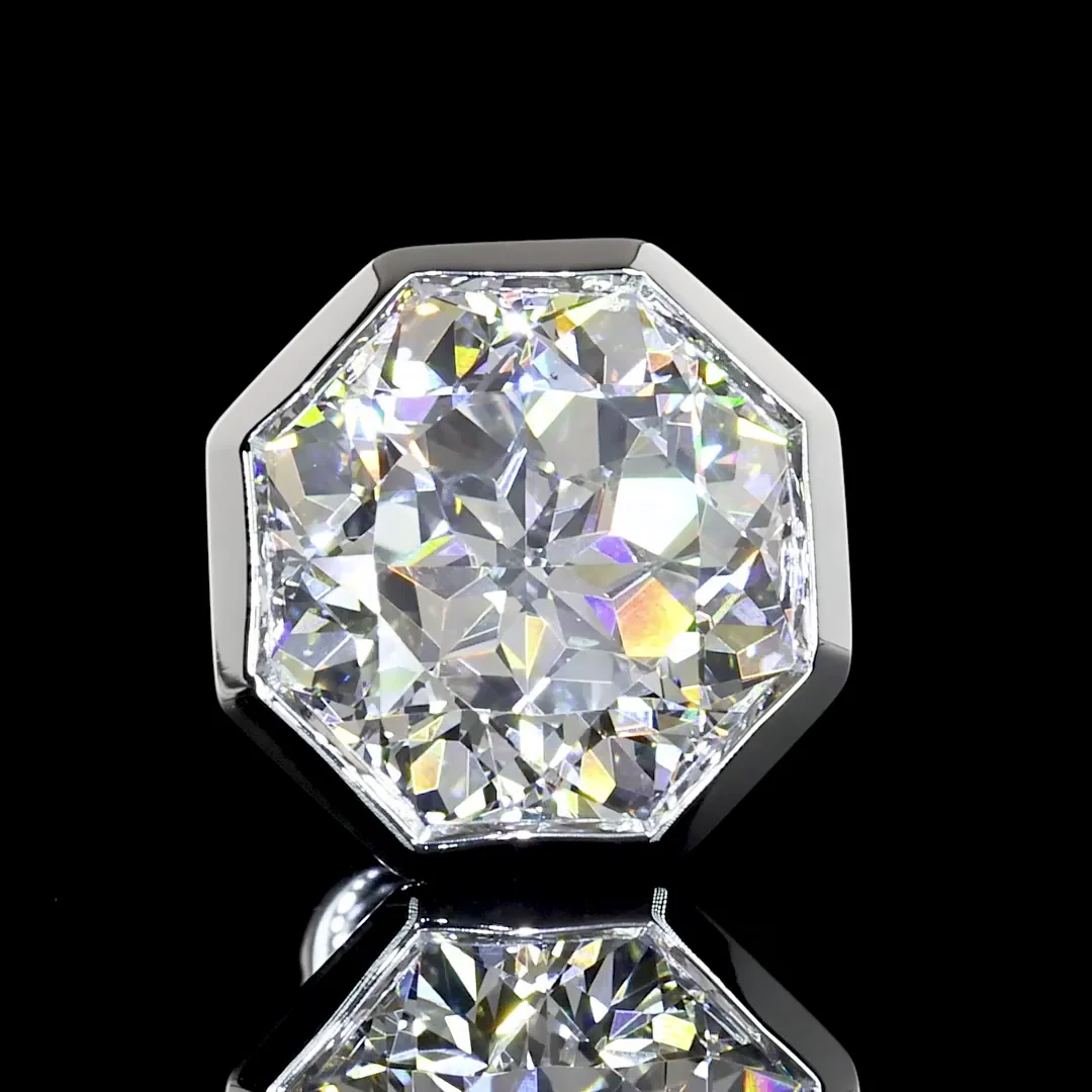 4.01 Cts 14k White Gold Octagon Nova Shape Martini Earring - Image 3