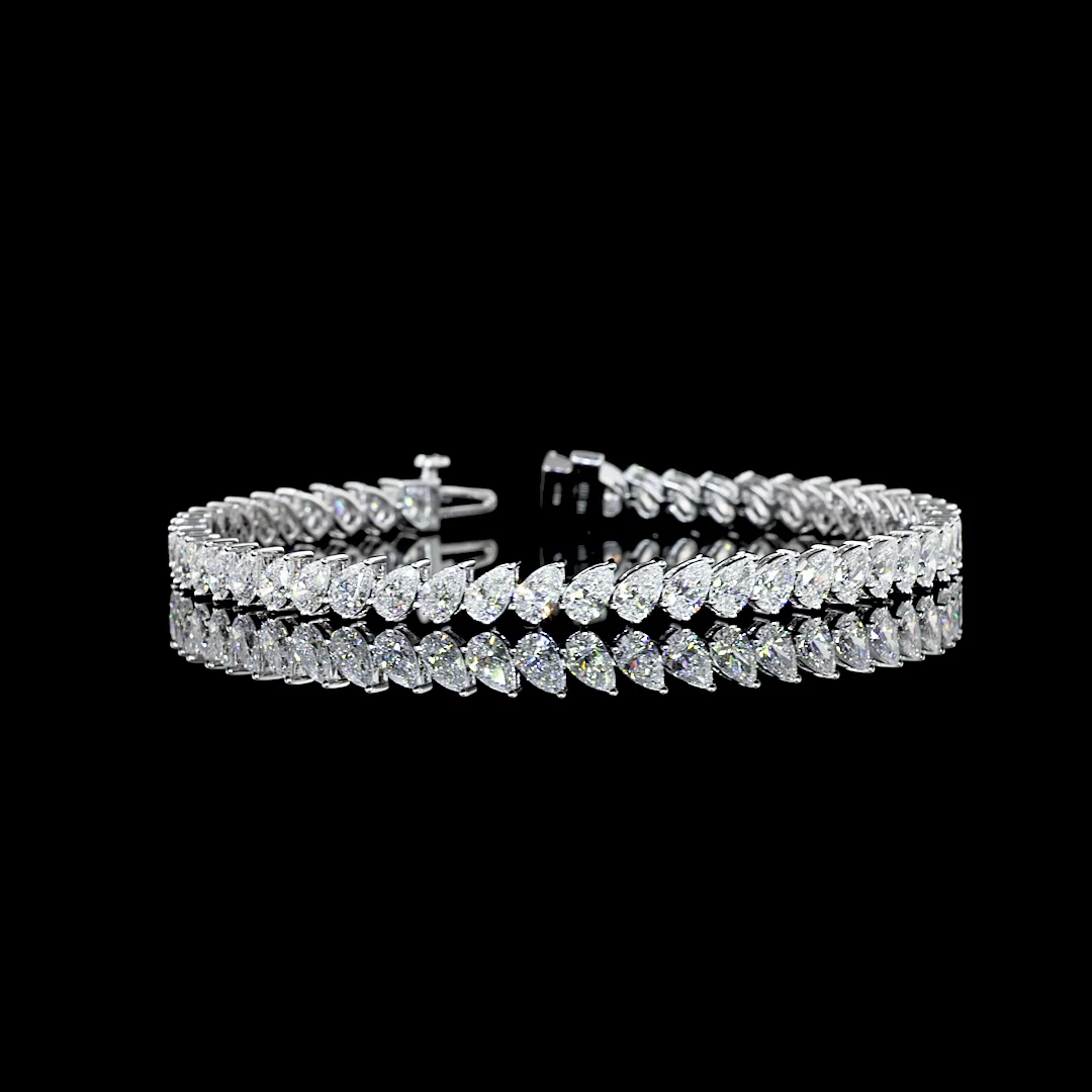 7.9 Cts 14k White Gold Pear Shape Tennis Bracelet - Video