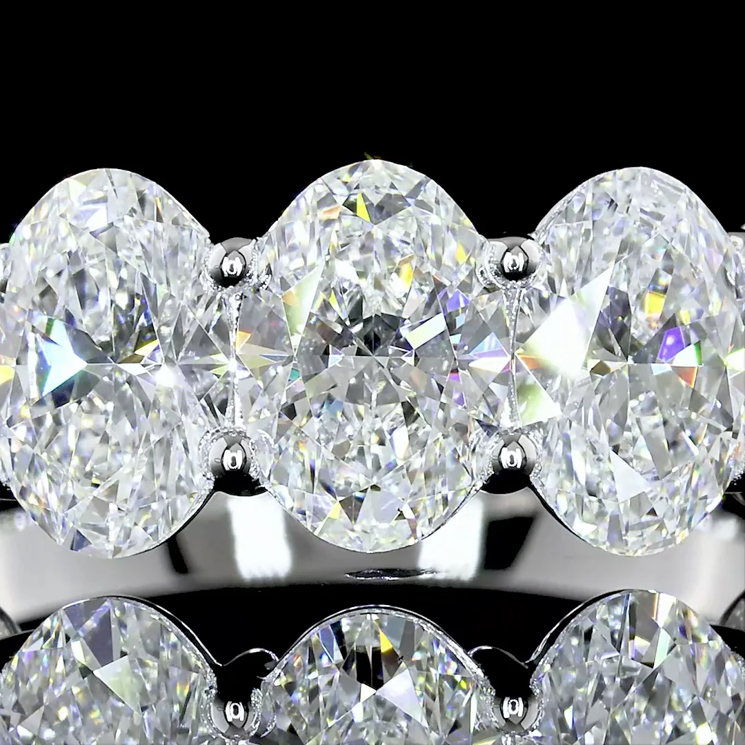 2.92 Cts 14k White Gold Oval Shape 5 Stones Eternity Band - Image 2