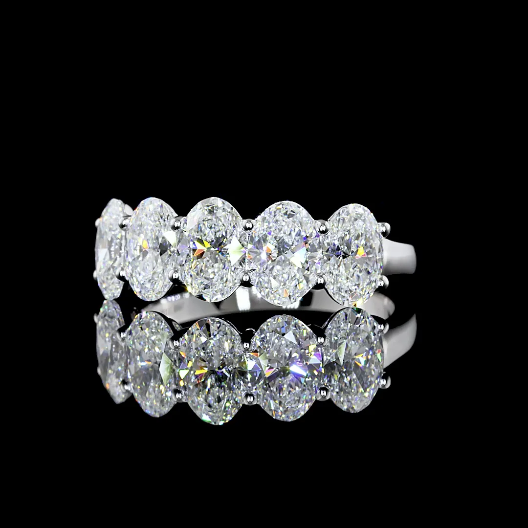 2.92 Cts 14k White Gold Oval Shape 5 Stones Eternity Band - Video