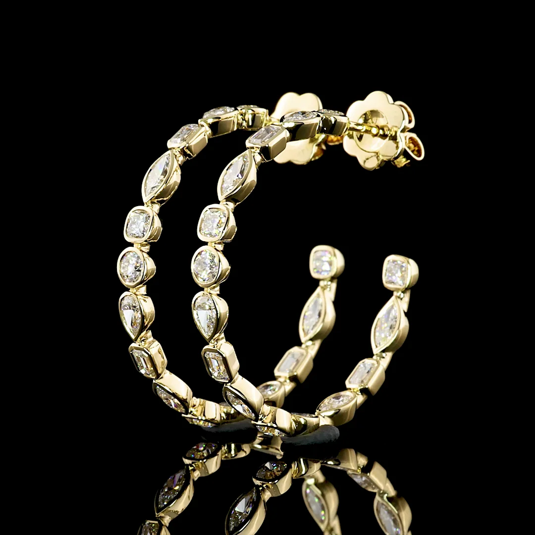 2.5 Cts 14k Yellow Gold Mix Shape C Hoops Earring - Image 2