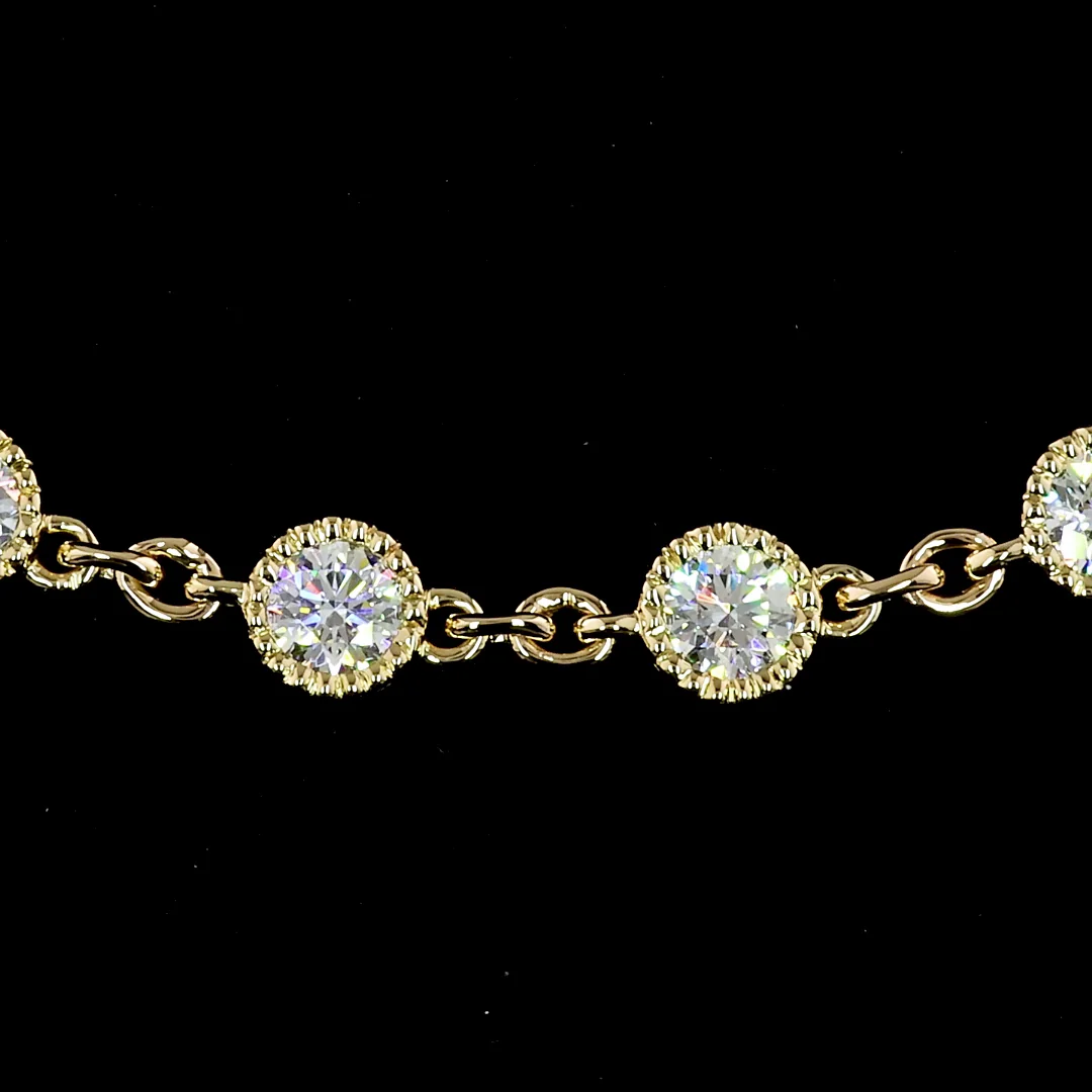 5 Cts 14k Yellow Gold Round Shape Station Line Tennis Necklace - Image 2