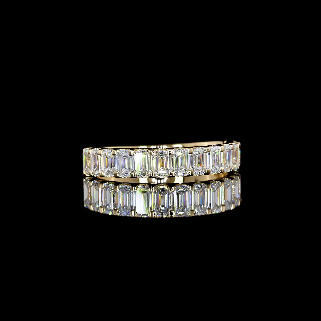 1.3 Cts 18k Yellow Gold Emerald Shape Half Eternity Eternity Band - Video