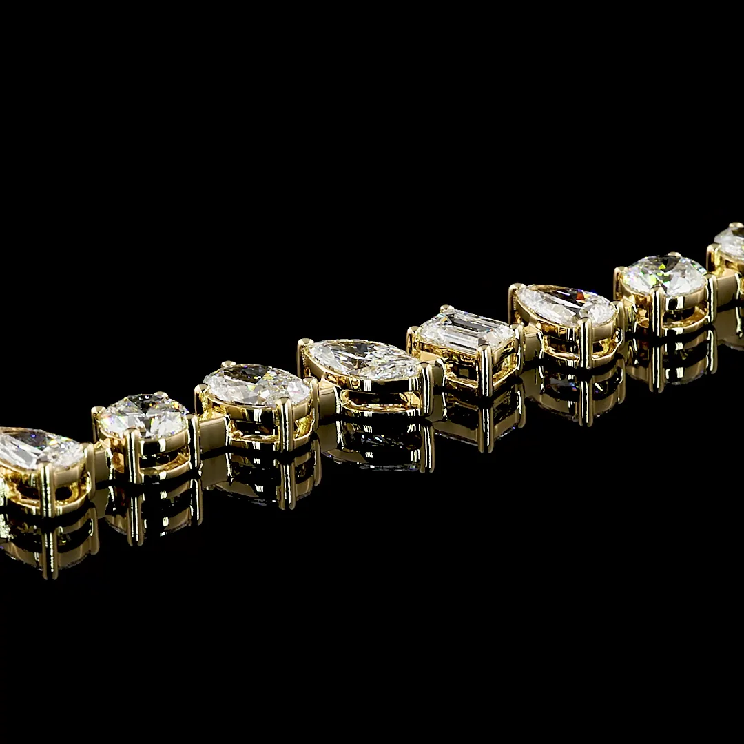 7.11 Cts 14k Yellow Gold Mix Shape Tennis Bracelet - Image 3