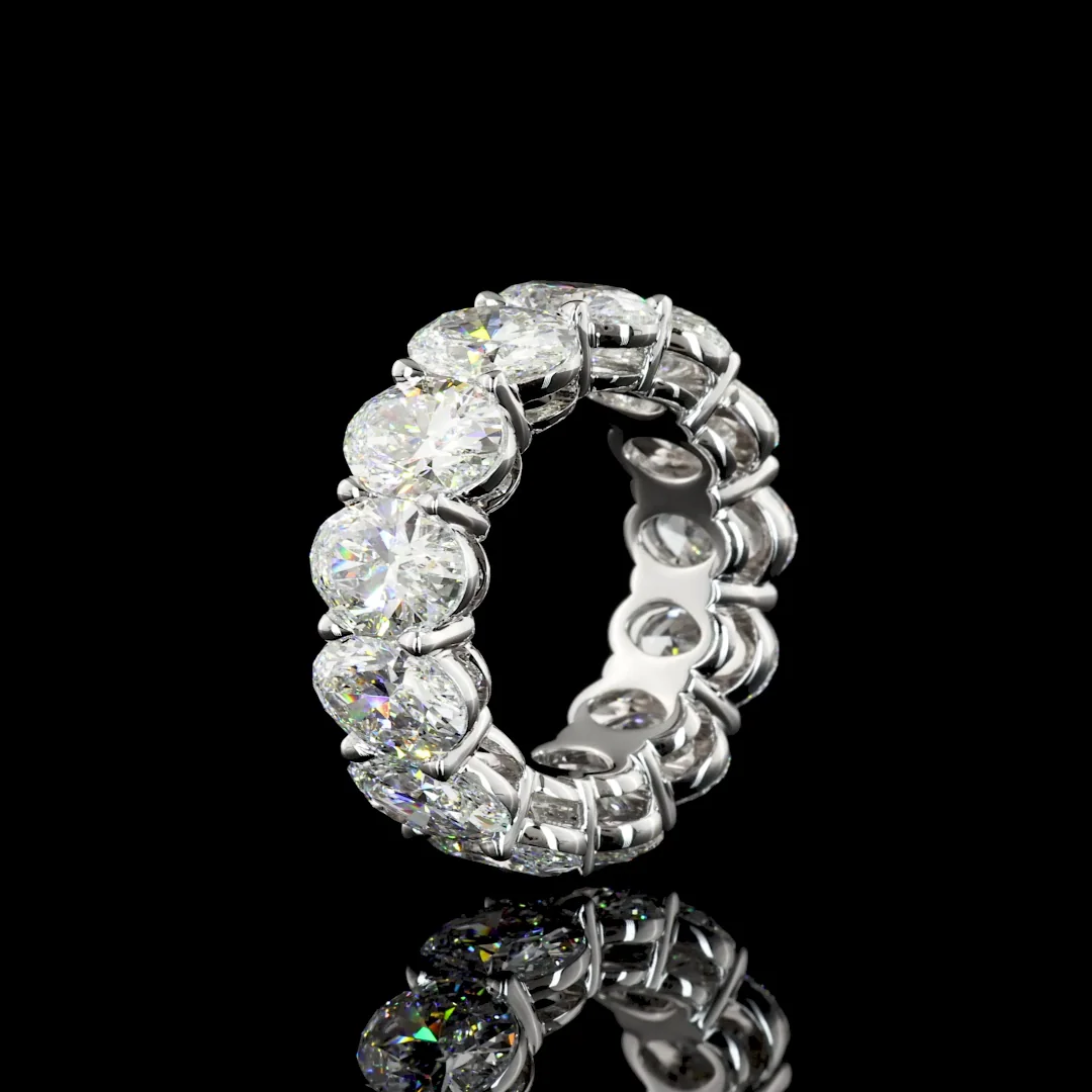 13.14 Cts 18k White Gold Oval Shape Eternity Band Eternity Band - Image 4