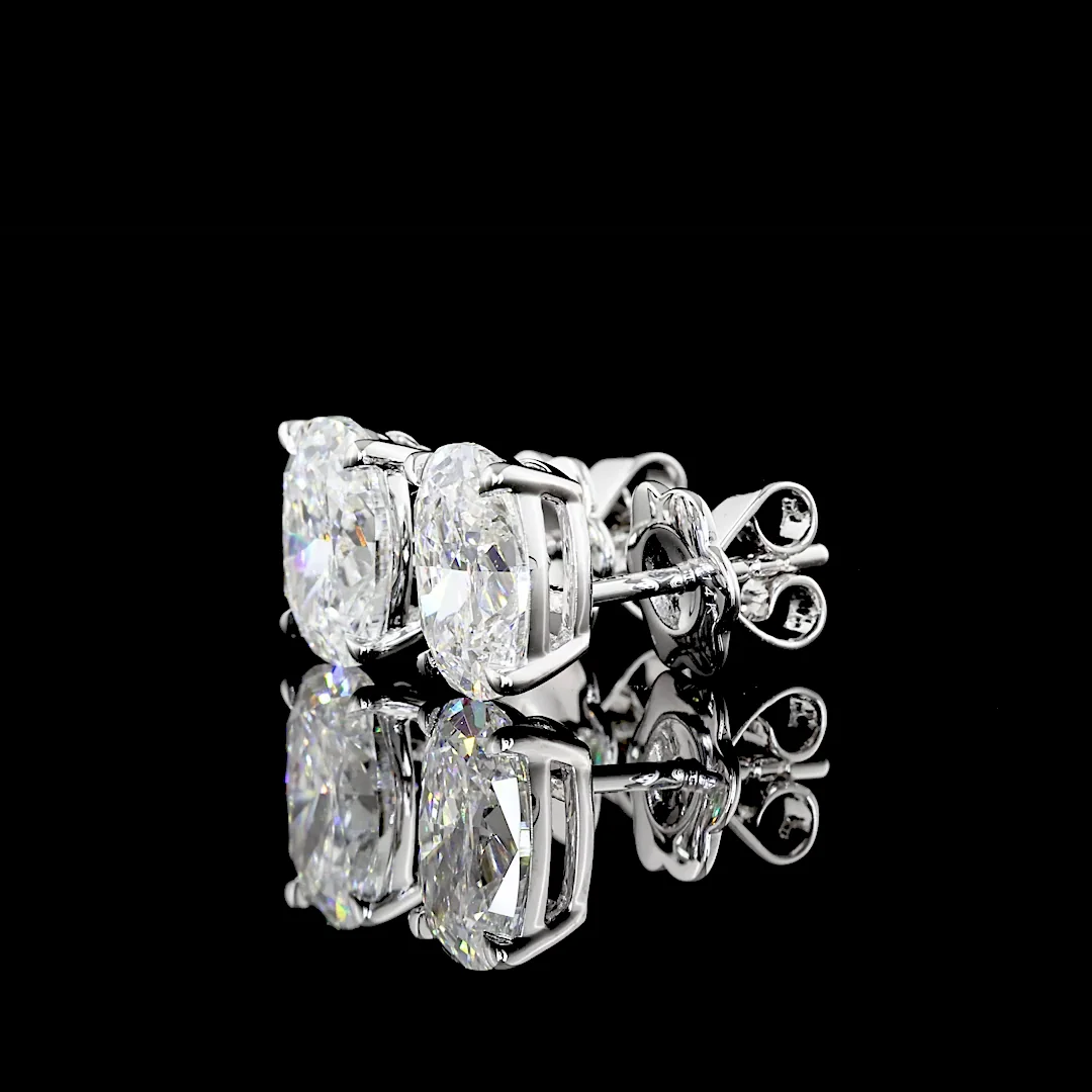3.26 Cts 14k White Gold Cushion Brilliant Shape Studs Earring - Image 4