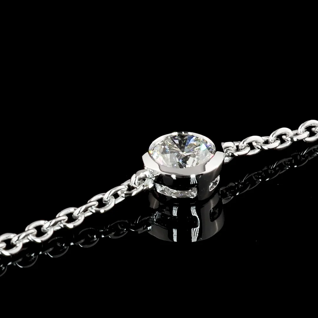 2.05 Cts 18k White Gold Round Shape Station Necklace - Image 4