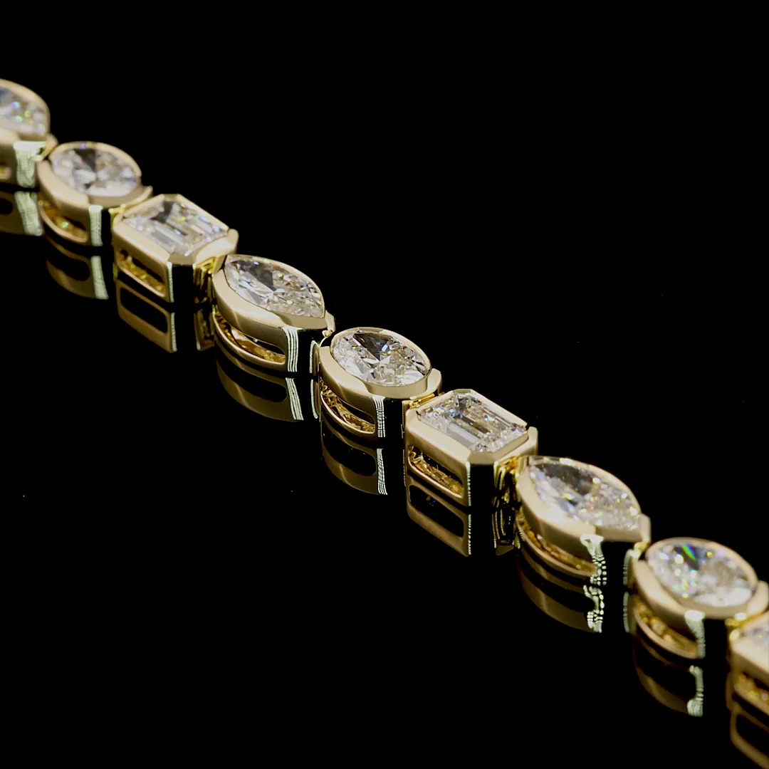 7.9 Cts 14k Yellow Gold Mix Shape Tennis Bracelet - Image 4