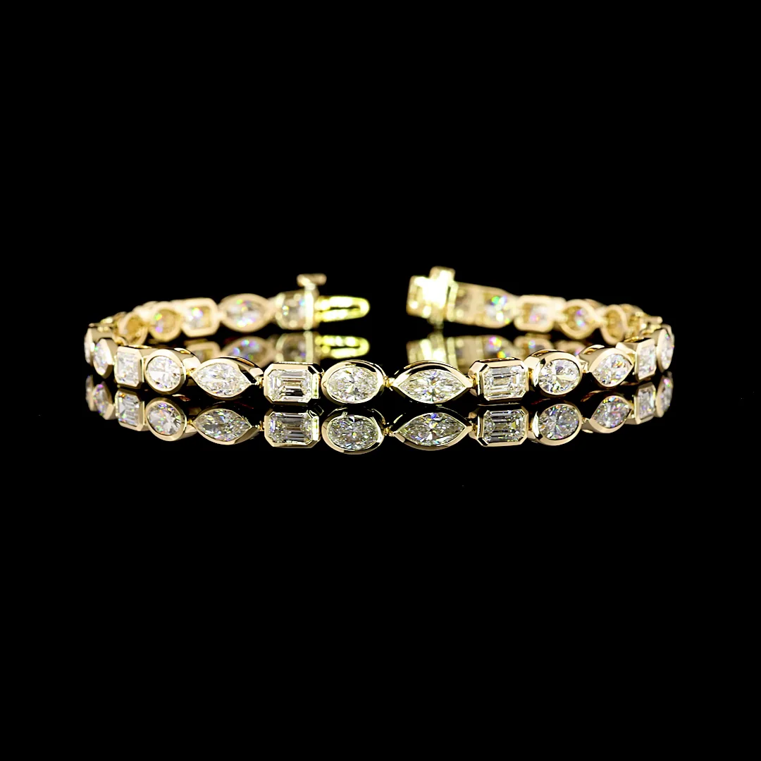 7.9 Cts 14k Yellow Gold Mix Shape Tennis Bracelet - Video