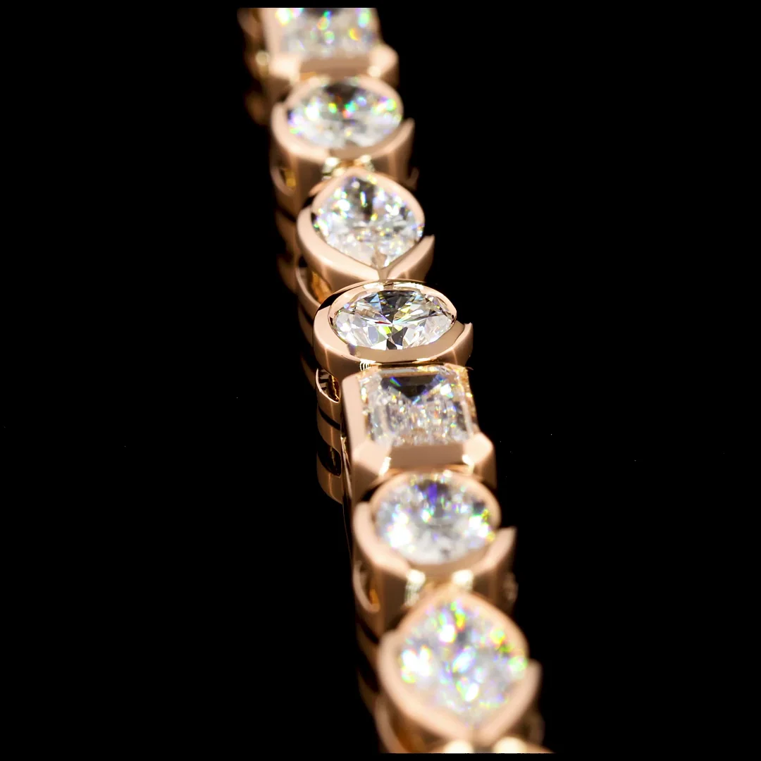 8.09 Cts 14k Rose Gold Mix Shape Tennis Bracelet - Image 3