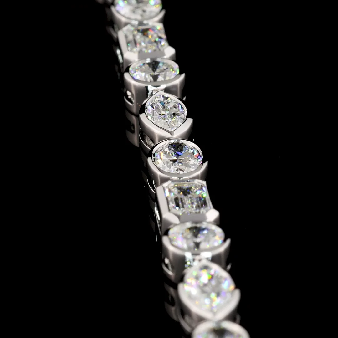 7.93 Cts 14k White Gold Mix Shape Tennis Bracelet - Image 3