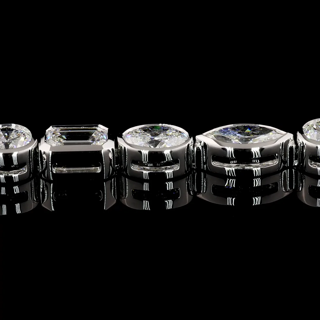 7.93 Cts 14k White Gold Mix Shape Tennis Bracelet - Image 4