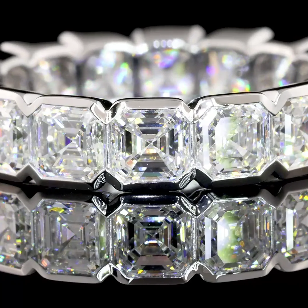 4.72 Cts 14k White Gold Asscher Shape Eternity Band Eternity Band - Image 2