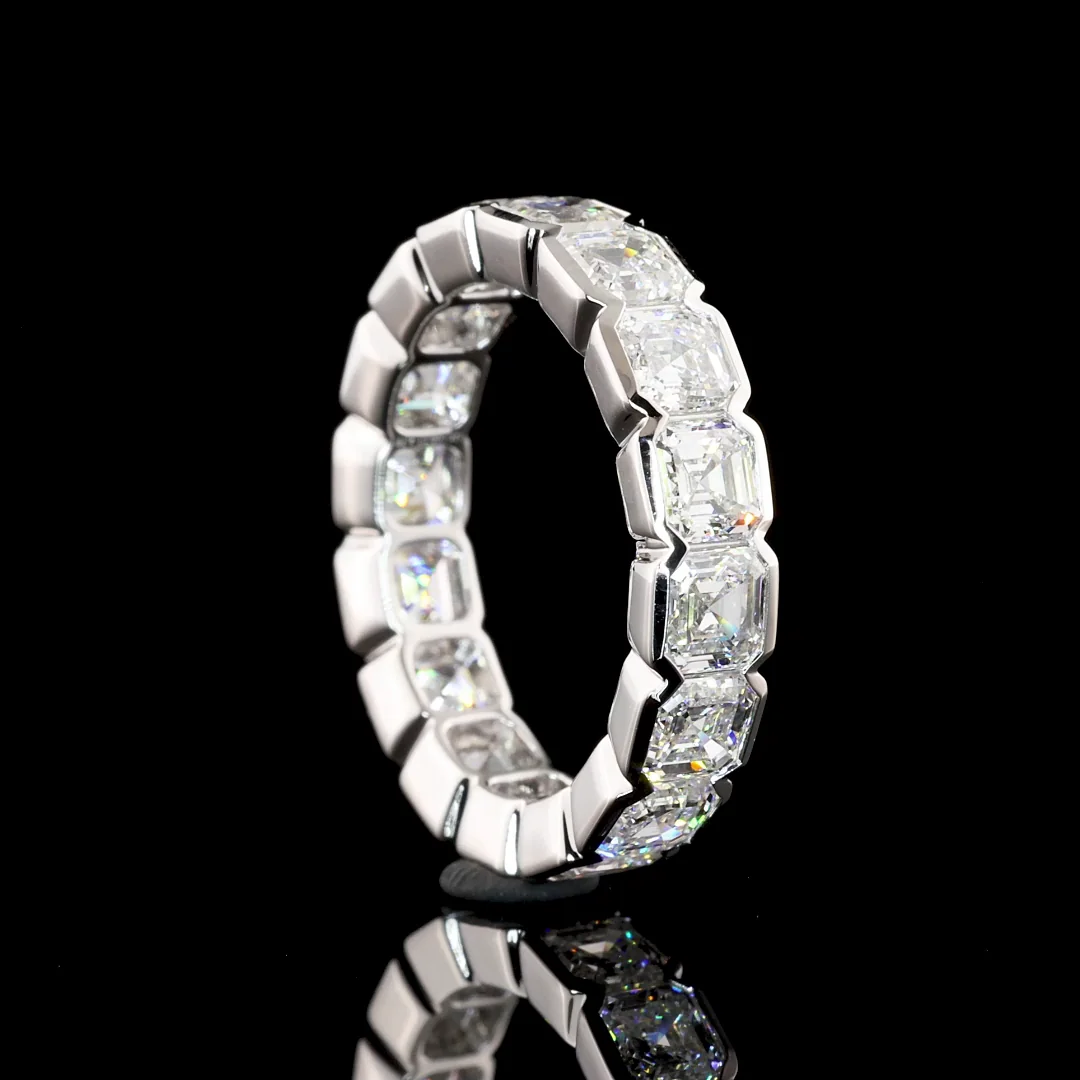 4.72 Cts 14k White Gold Asscher Shape Eternity Band Eternity Band - Image 3
