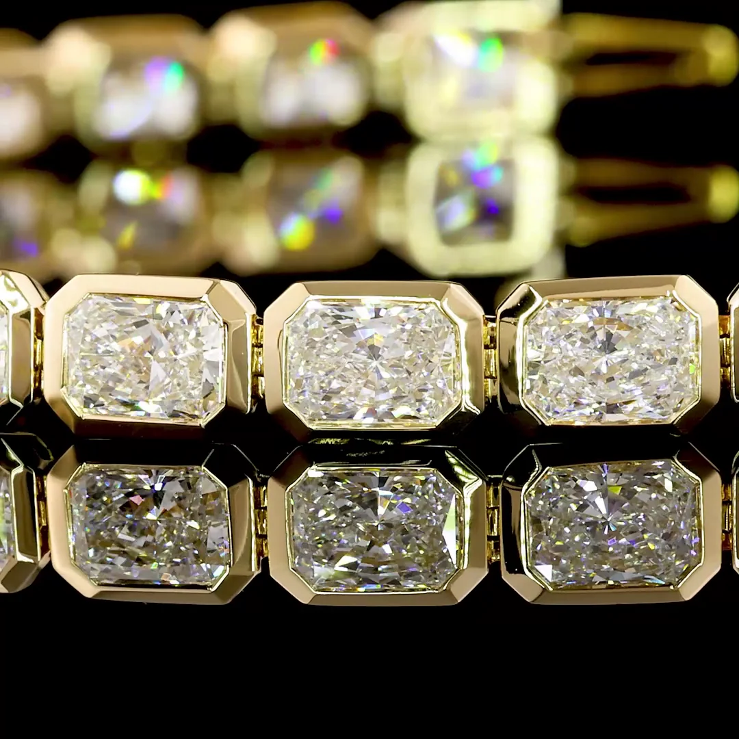 10.04 Cts 14k Yellow Gold Radiant Shape Tennis Bracelet - Image 2