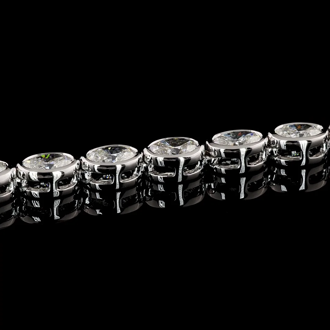 9.95 Cts 14k White Gold Oval Shape Tennis Necklace - Image 3