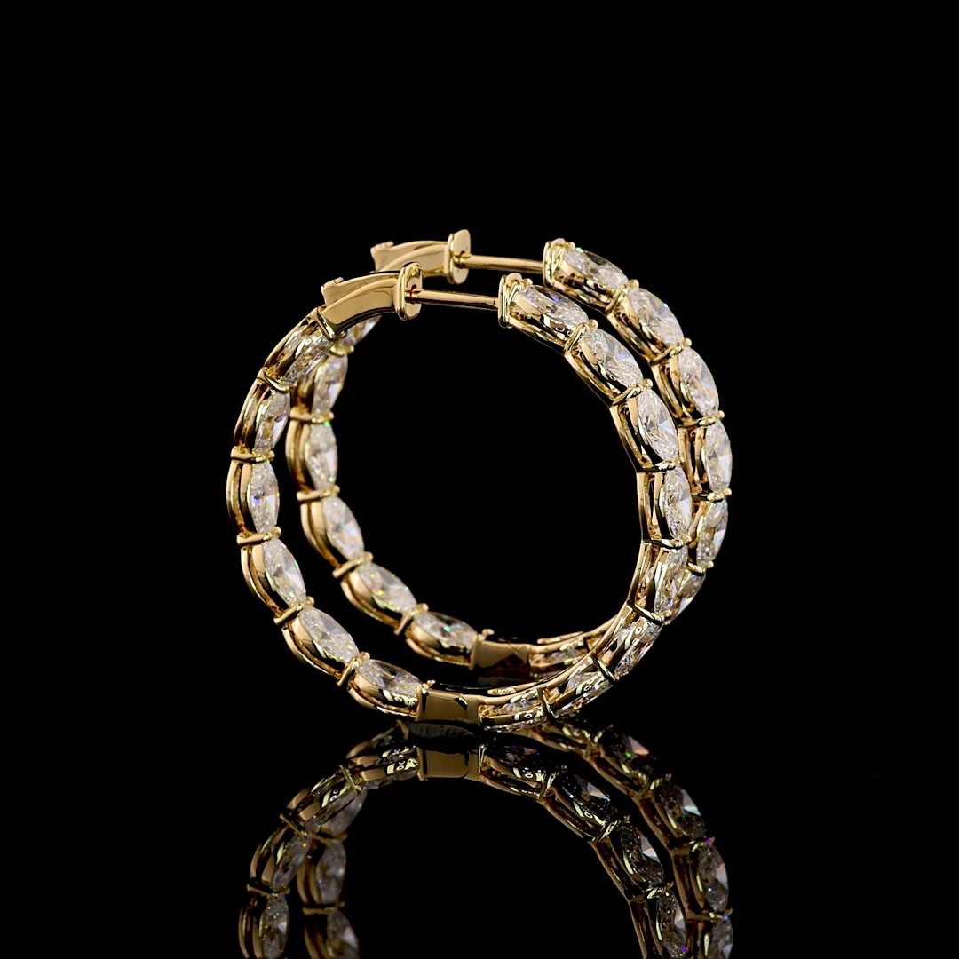 6.17 Cts 14k Yellow Gold Oval Shape Hoops Earring - Video