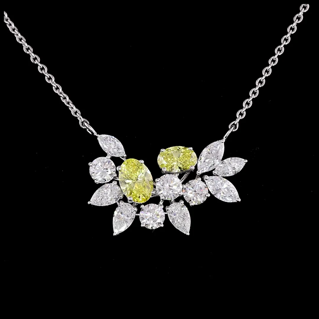 3.76 Cts 14k White Gold Mix Shape Special Pendant - Image 2