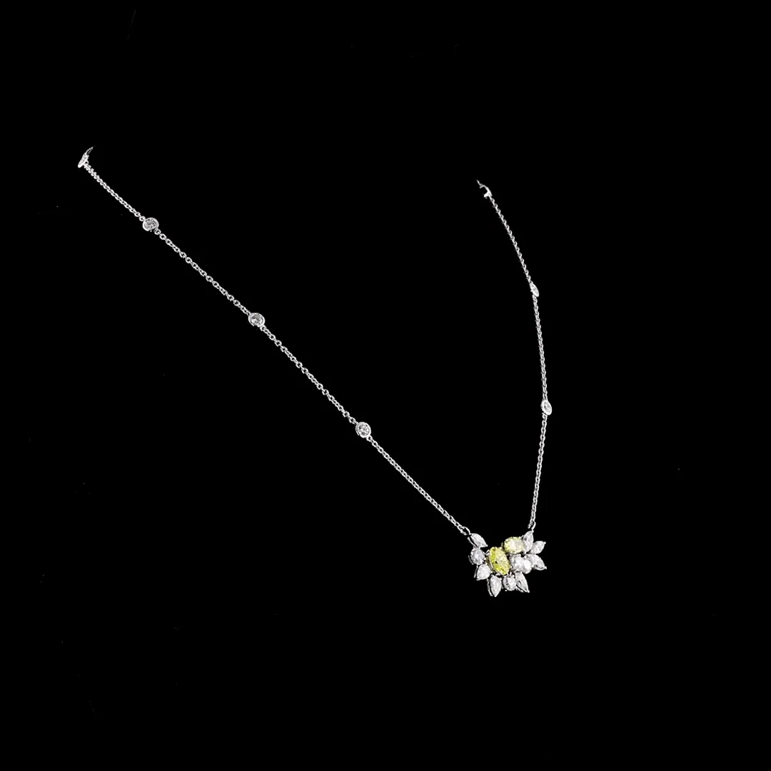 3.76 Cts 14k White Gold Mix Shape Special Pendant - Image 4