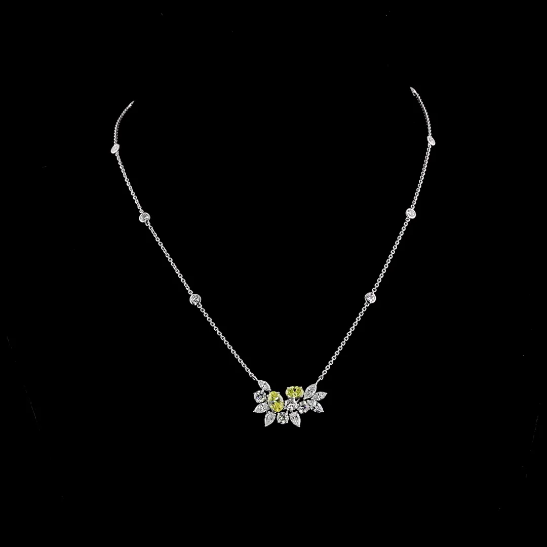 3.76 Cts 14k White Gold Mix Shape Special Pendant - Video