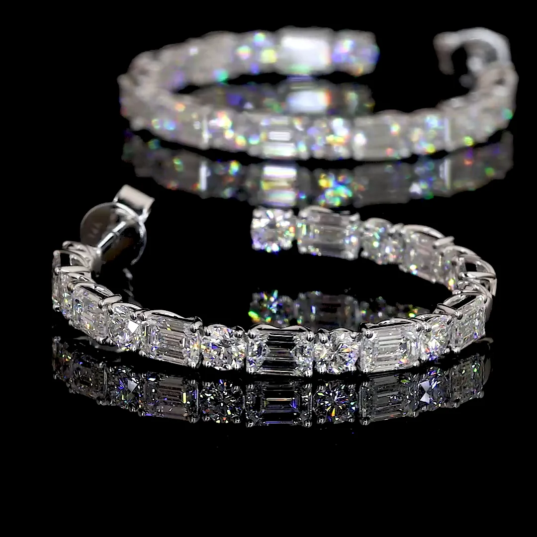 6.74 Cts 14k White Gold Mix Shape C Hoops Earring - Image 4