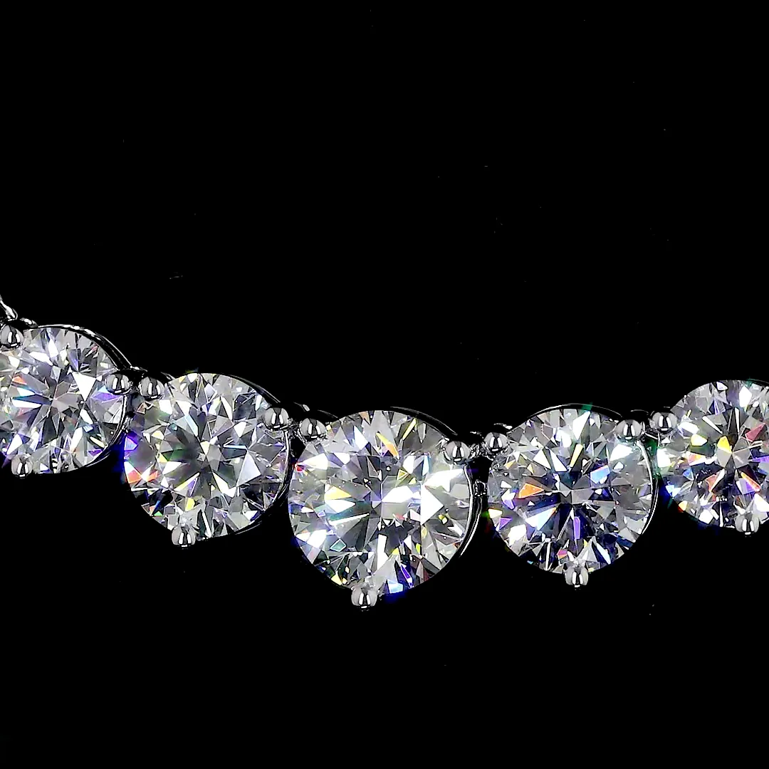 12.96 Cts 14k White Gold Round Shape Riviera Necklace - Image 3