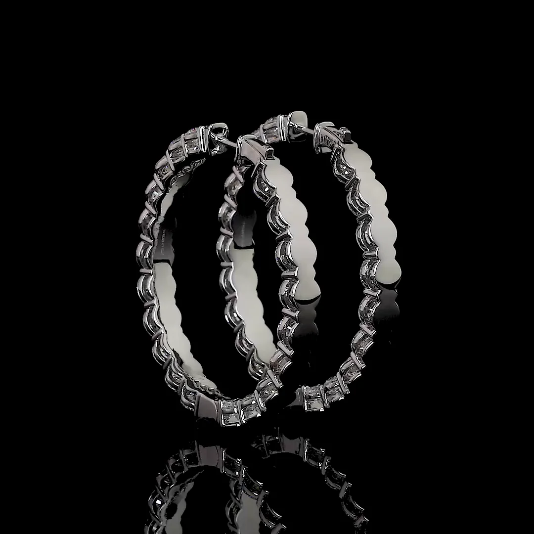 12.83 Cts 14k White Gold Round Shape Hoops Earring - Image 2